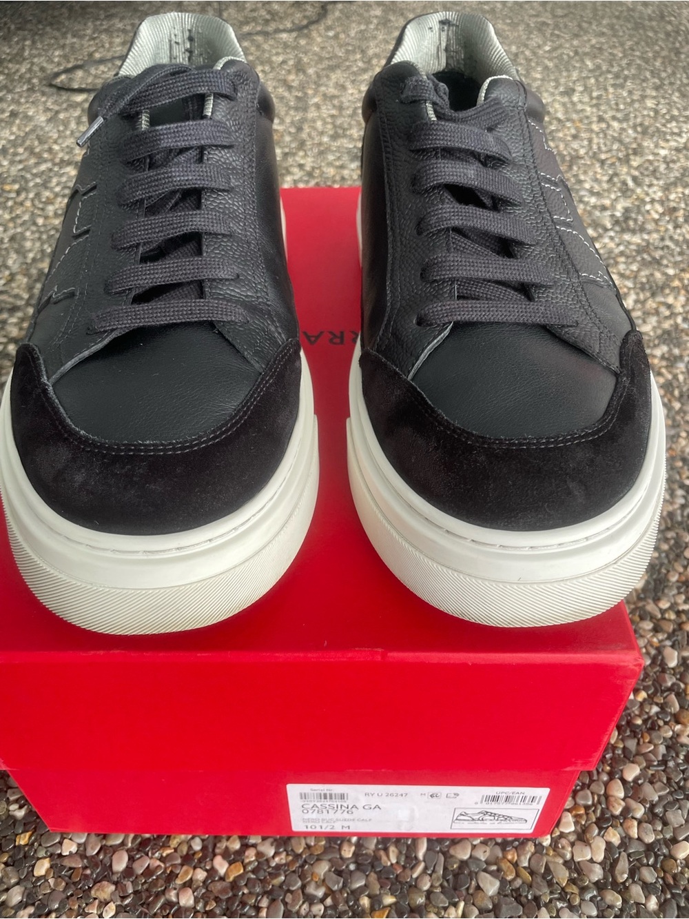 Salvatore Ferragamo Black Low-Top Suede & Leather Sneakers